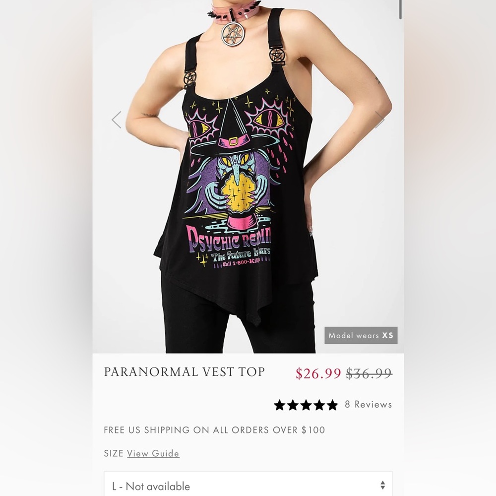 Killstar paranormal large vest top